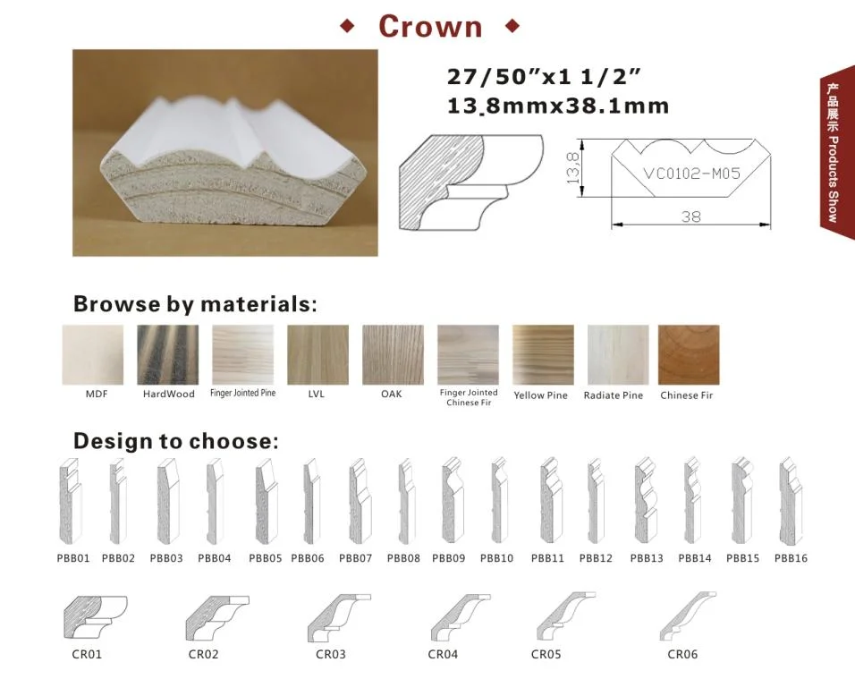 Classic Design Wooden Quarter Rounds Used as Corner Moulding